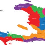 Map of the Republic of Haiti with the departments colored in bright colors – photo sketch