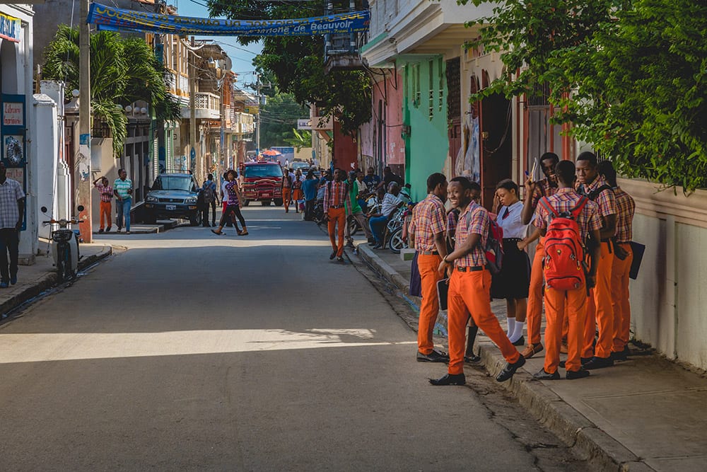 Rue 18 Cap-Haitien, Haiti, School students, photo by Maxim Laroche